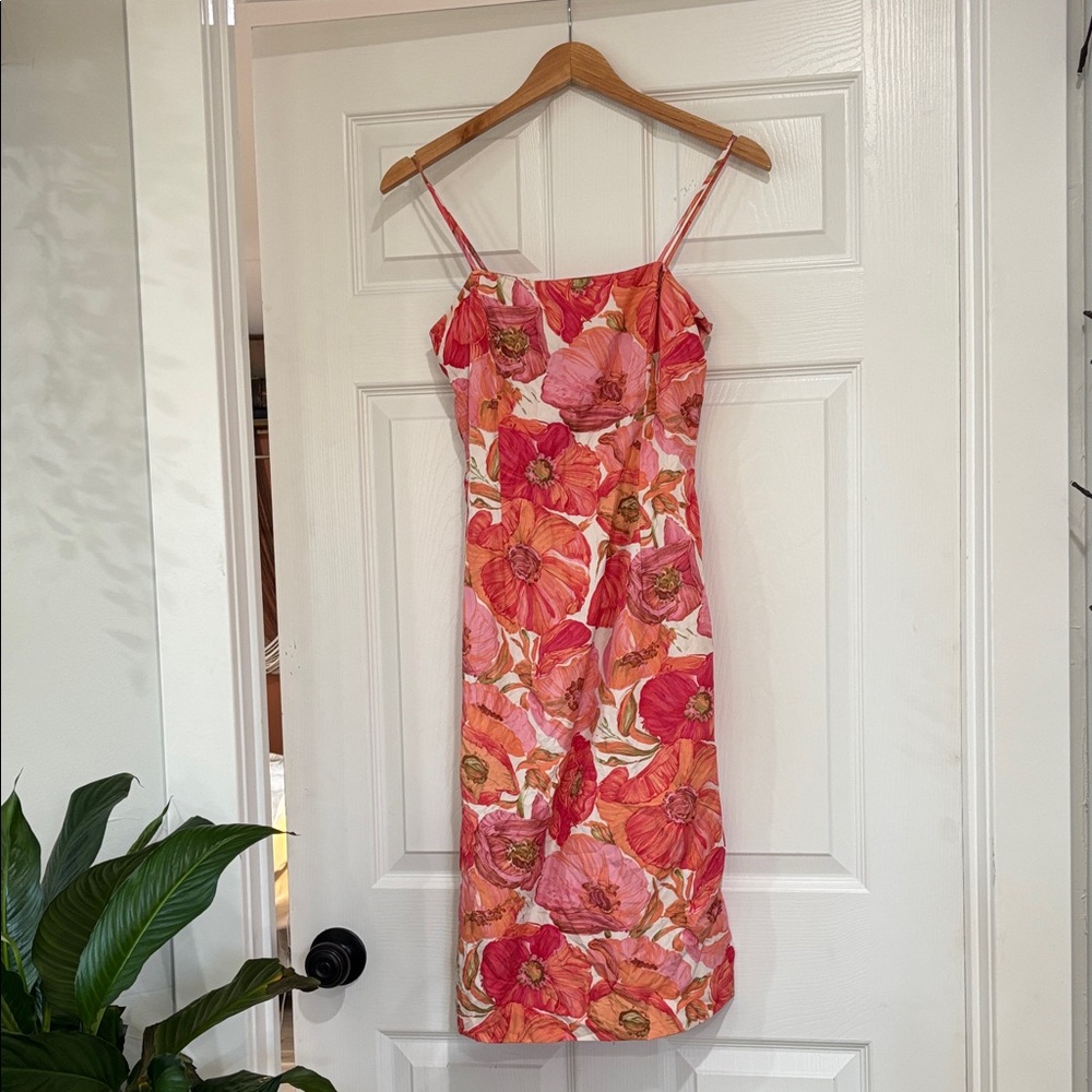 Vintage Ann Taylor Silk Vibrant Floral Midi Dress